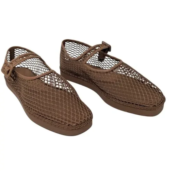 Loeffler Randall Rita Brown Mesh Mary Jane Flats Shoes Size 7.5B - Picture 4 of 7